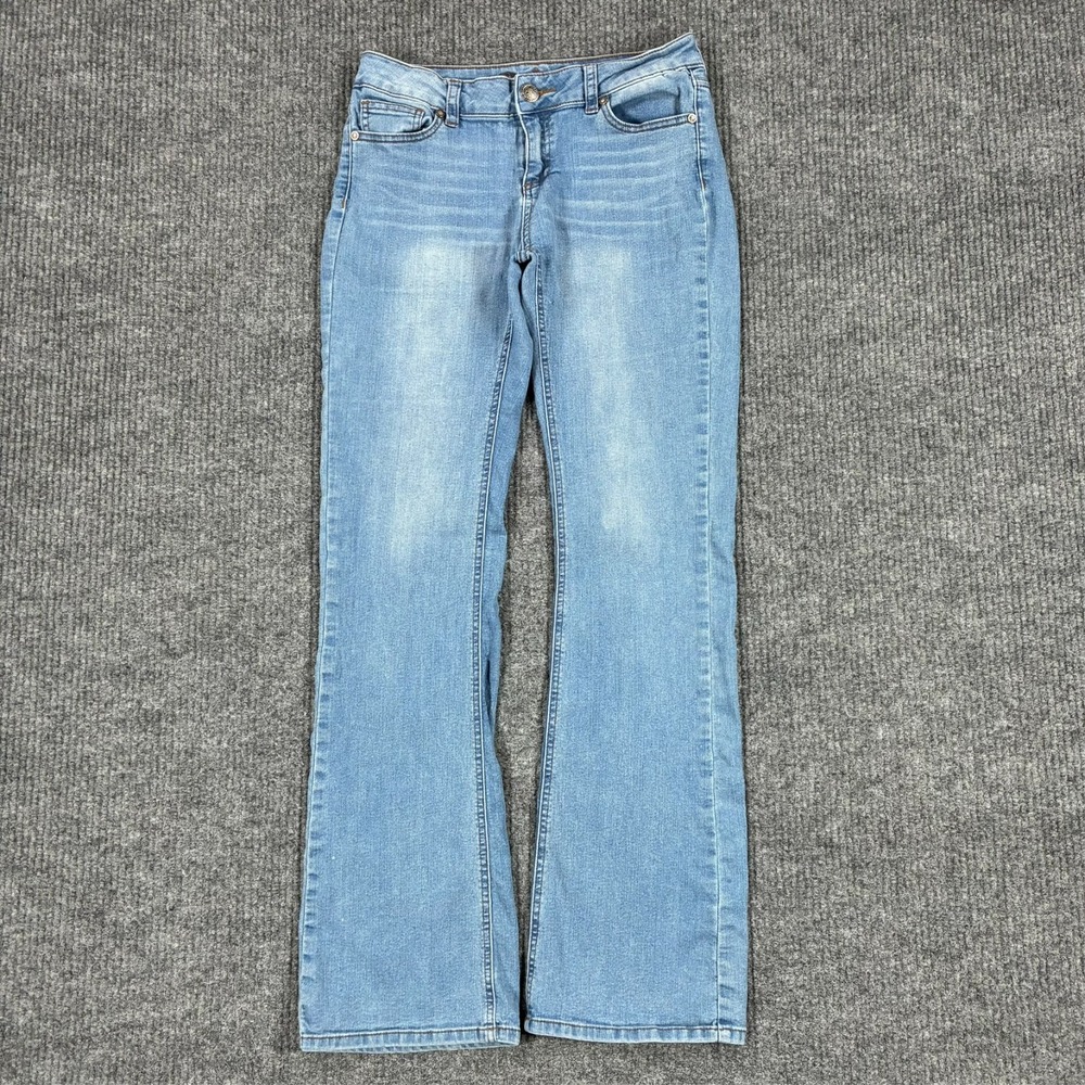 Wax Jean Womens Flared Jeans Size 9 Light Wash Stretch Low Rise Denim
